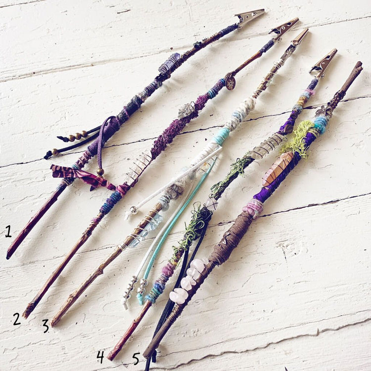 magick smoke // willow branch crystal wands - Peacock & Lime