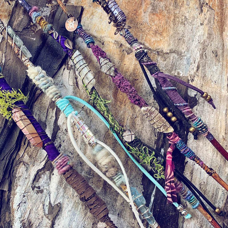 magick smoke // willow branch crystal wands - Peacock & Lime