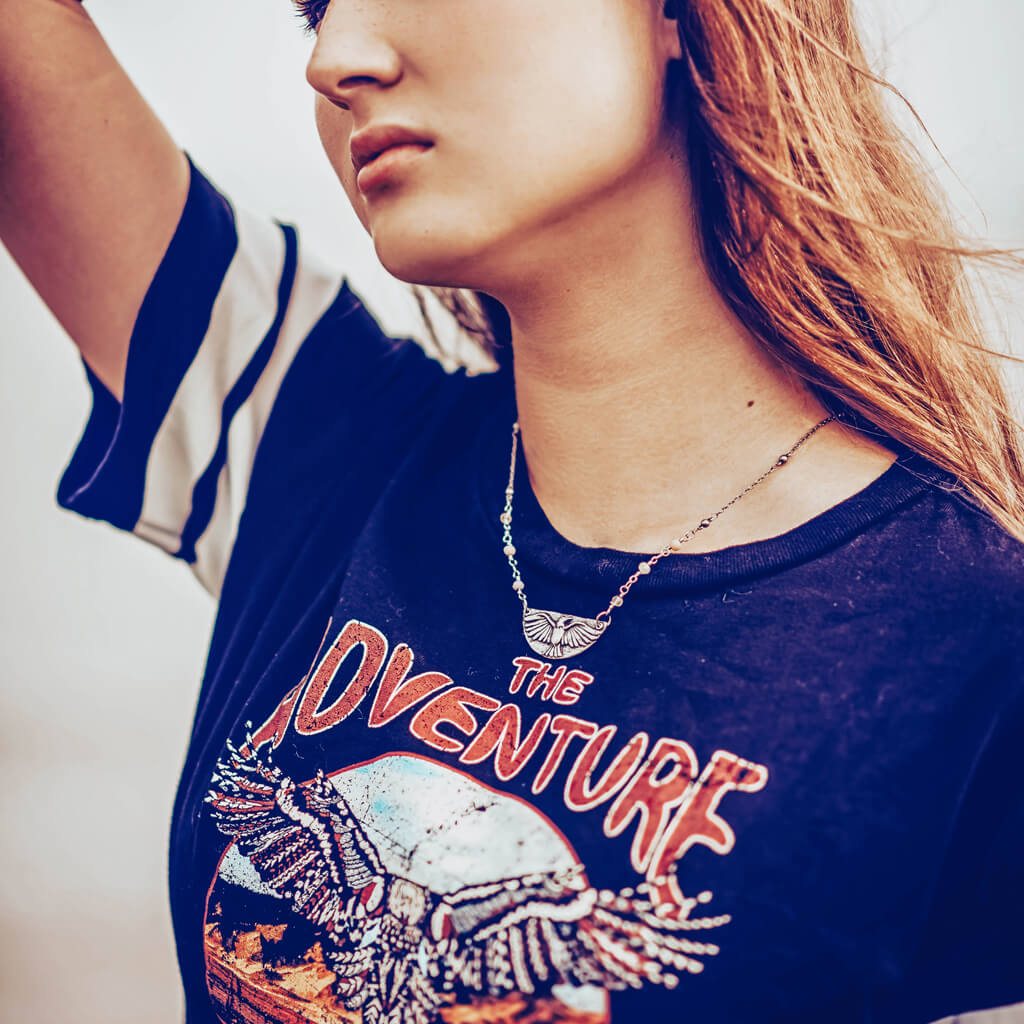 mystic falcon - bird with all seeing eye double sided pendant necklace - Peacock & Lime