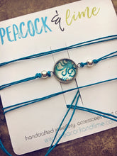 ocean themed beachy tie wrap hemp bracelets - Peacock & Lime