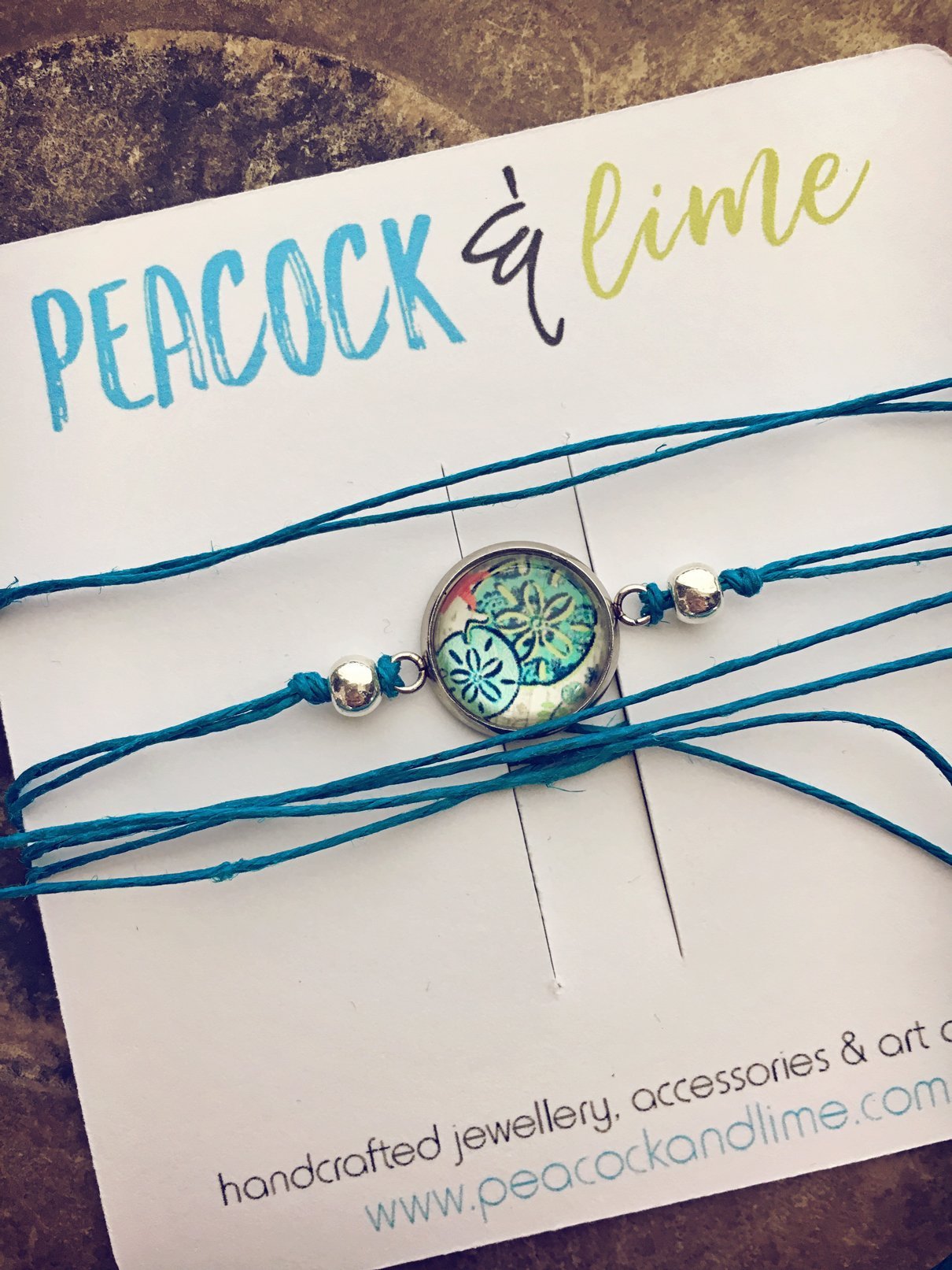ocean themed beachy tie wrap hemp bracelets - Peacock & Lime