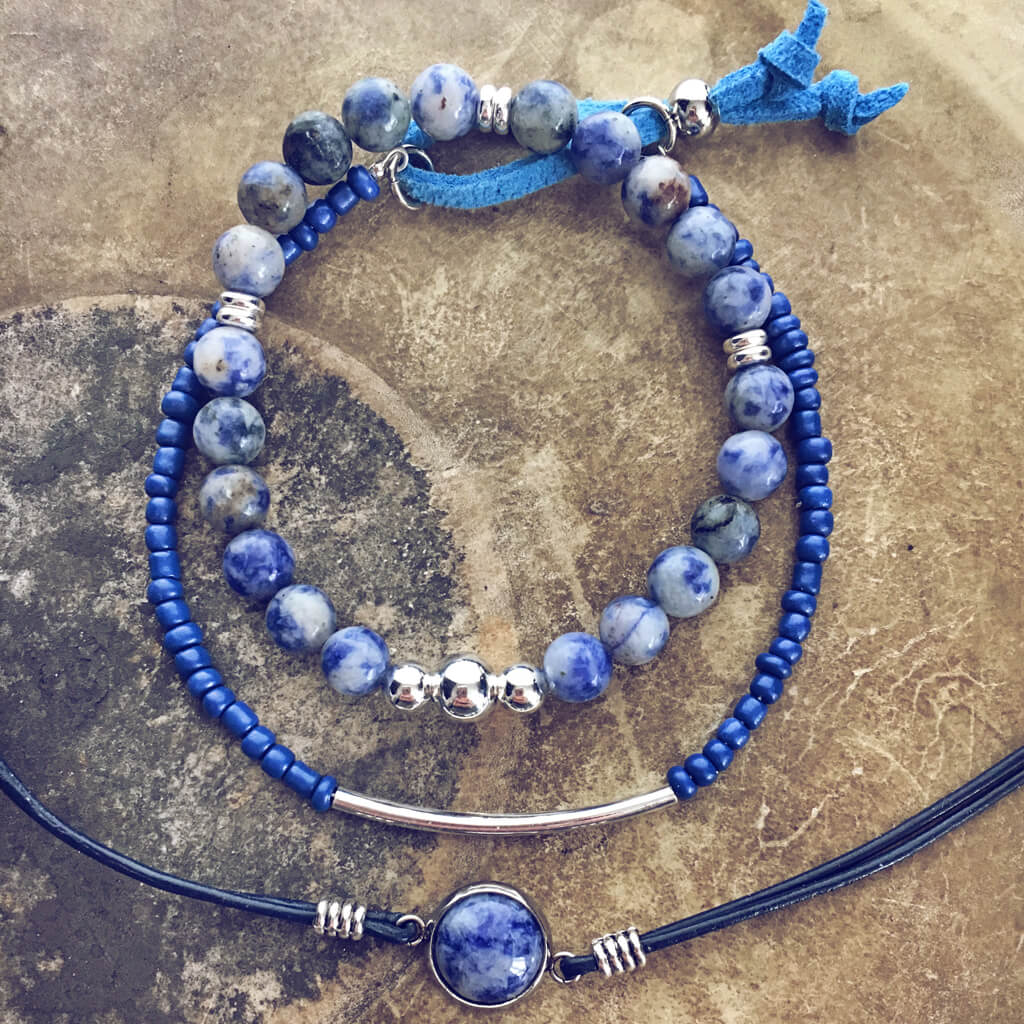 pacific blue // beachy bracelet style pack - set of 3 - Peacock & Lime