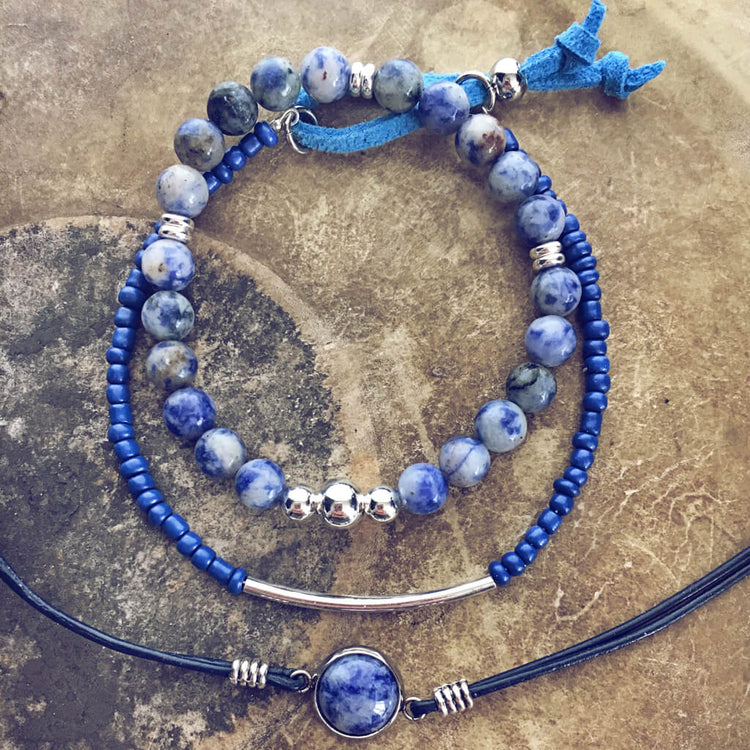 pacific blue // beachy bracelet style pack - set of 3 - Peacock & Lime