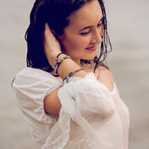 pacific blue // beachy bracelet style pack - set of 3 - worn on model - Peacock & Lime