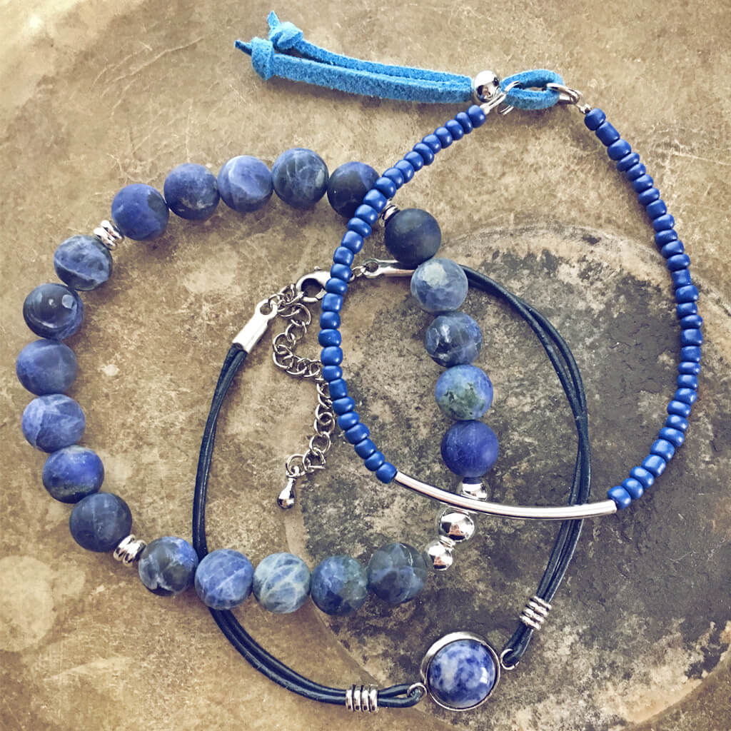 pacific blue // beachy bracelet style pack - set of 3 - Peacock & Lime