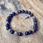 power - men's onyx hematite and lava bead mala bracelet - Peacock & Lime , the original Peacock and Lime boho jewelry