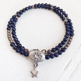 soluna / sun crescent moon & star beaded choker wrap bracelet by Peacock & Lime