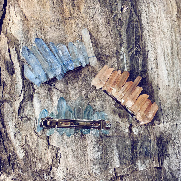 siren's call // quartz crystal hair clip barrettes by Peacock and Lime