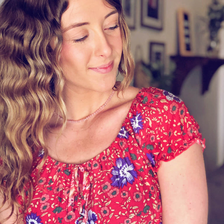 rose quartz boho beaded choker necklace / wrap bracelet - Peacock & Lime