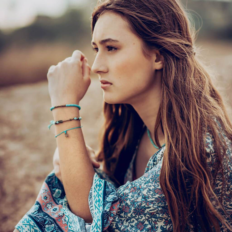 shoreline // beachy bracelet stack pack - set of 3 bracelets - Peacock & Lime