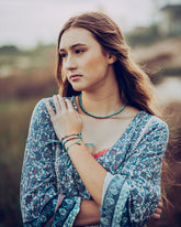 shoreline - brass star wish bracelet - Peacock & Lime