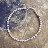 silver leaf jasper asymmetric beaded bracelet - Peacock & Lime