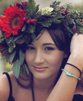 soaring bird leather wrap bracelet // choker - Peacock & Lime