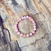 spirit nurturer // cherry blossom jasper and plated rose gold hematite mala bead bracelet - Peacock & Lime
