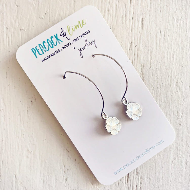 spring blossom // silver-plated baby botanical flower blossom charm earrings by Peacock & Lime