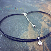 sterling silver puffy heart charm leather choker necklace // wrap bracelet - Peacock & Lime , the original Peacock and Lime boho jewelry