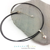 sterling silver puffy heart charm leather choker necklace // wrap bracelet - Peacock & Lime , the original Peacock and Lime boho jewelry