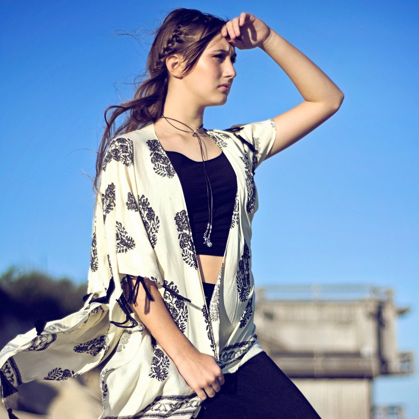 tide pool swirl choker // lariat necklace - worn on model, by the original Peacock and Lime boho jewelry