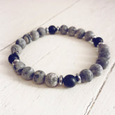 transform // map jasper, black onyx and hematite bead bracelet - Peacock & Lime