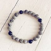 transform // map jasper, black onyx and hematite bead bracelet - Peacock & Lime