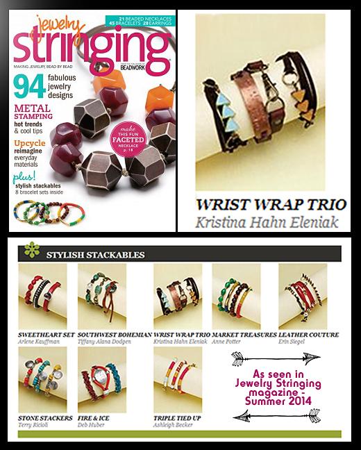 triple triangle czech glass wrap bracelet / choker - Peacock & Lime , the original Peacock and Lime boho jewelry