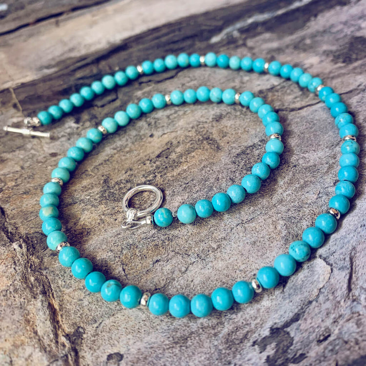 chalk turquoise or rose quartz boho choker // wrap bracelet - Peacock & Lime