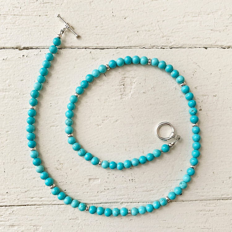 chalk turquoise or rose quartz boho choker // wrap bracelet - Peacock & Lime