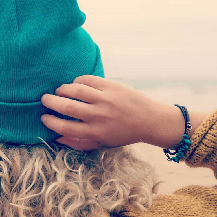 turquoise chip unisex leather wrap bracelet // choker - Peacock & Lime , the original Peacock and Lime boho jewelry