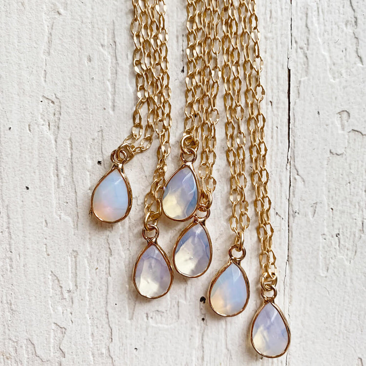 unity // opalite teardrop gemstone pendant necklaces by Peacock & Lime