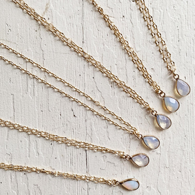 unity // opalite teardrop gemstone pendant necklaces by Peacock & Lime