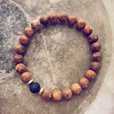 yin and yang // camel agate, lava rock and hematite bead bracelet - Peacock & Lime