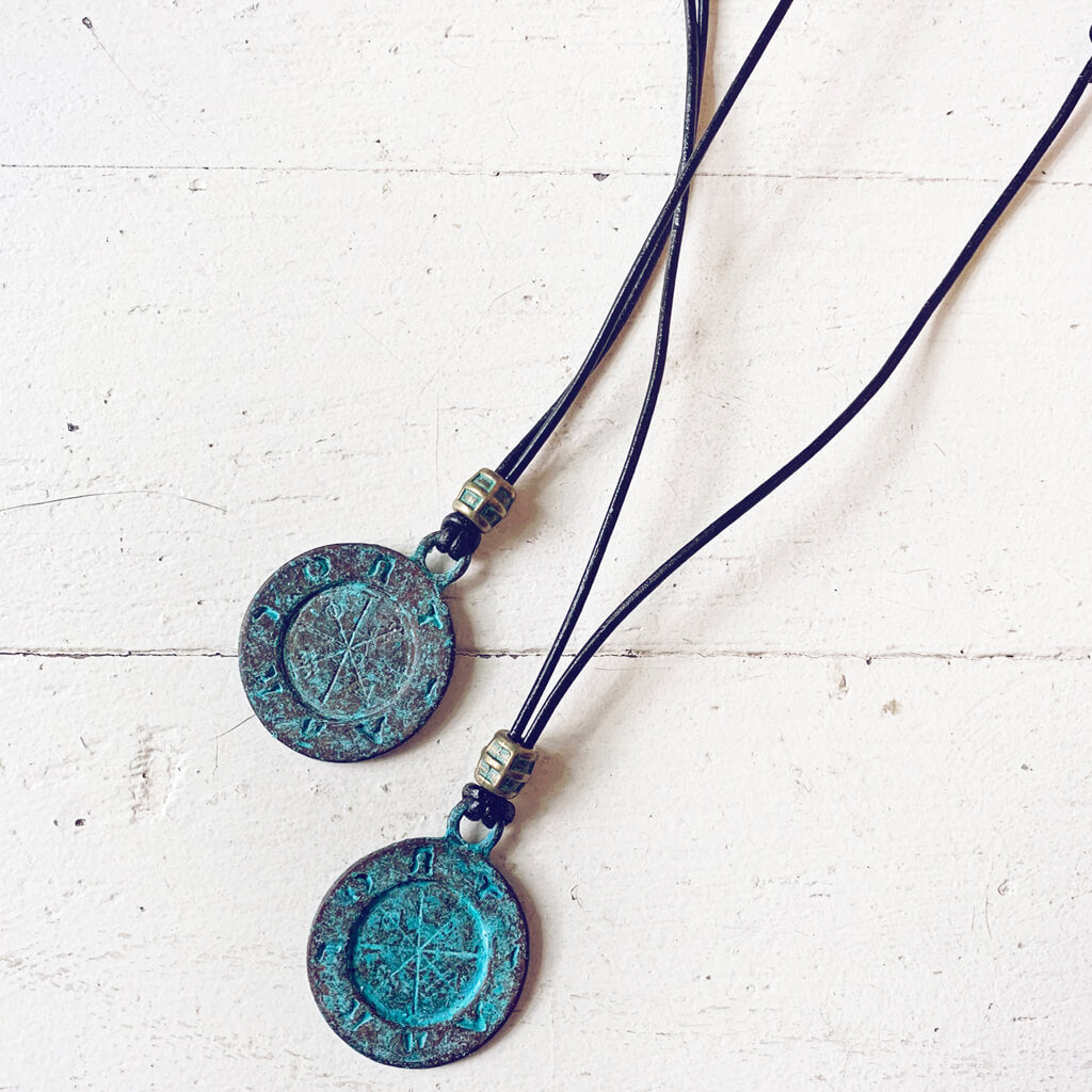 ancient path - men's medallion leather necklaces by Peacock and Lime