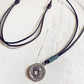 antiquity // men's rustic good luck coin pendant distressed leather necklace - Peacock & Lime