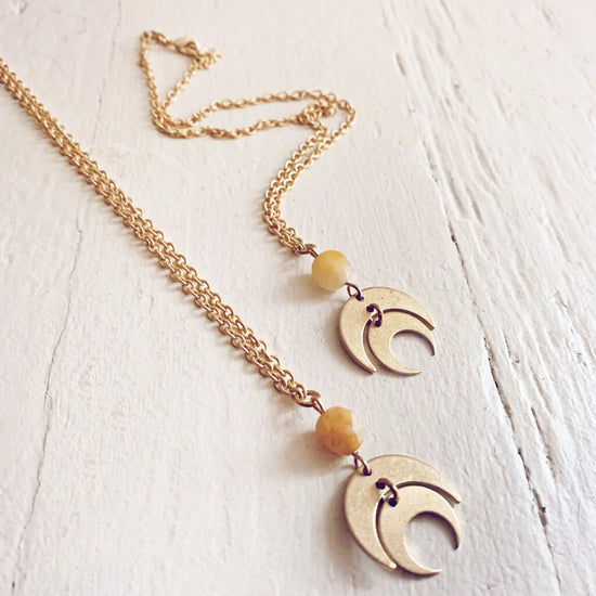 apollo and artemis // double crescent moon necklaces - with topaz jade by Peacock & Lime