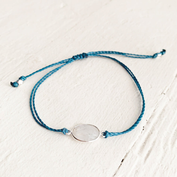 beach break moonstone // adjustable cord surf beach bracelet by Peacock & Lime