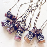 bewitch // mini spell jar glass bottle pendant necklaces by Peacock and Lime