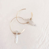 ethereal // angel aura crystal 14kt gold-filled open hoop earrings by Peacock and Lime