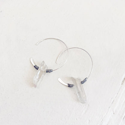 ethereal // angel aura crystal sterling silver open hoop earrings by Peacock and Lime