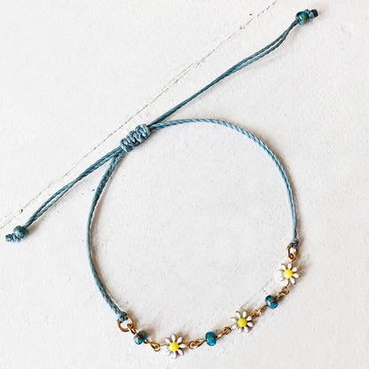 flower child // enamel daisy flower chain and adjustable cord bracelet by Peacock & Lime