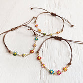 flower child // enamel daisy flower chain and adjustable cord bracelets by Peacock & Lime