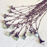 gem // tiny copper electroformed fluorite pendant necklaces by Peacock and Lime