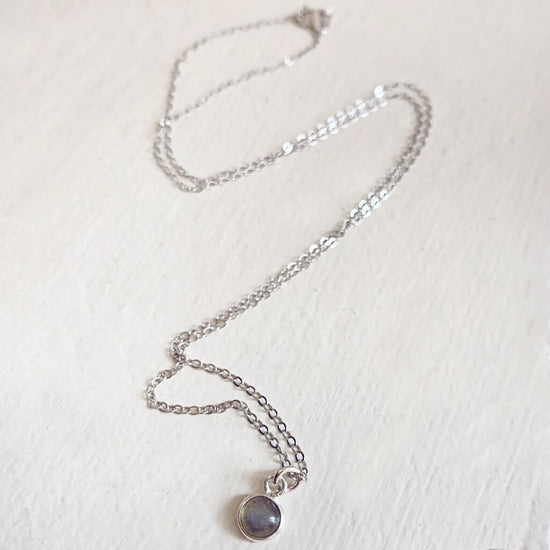 itty bitty dark Luna // labradorite & sterling silver necklace by Peacock & Lime