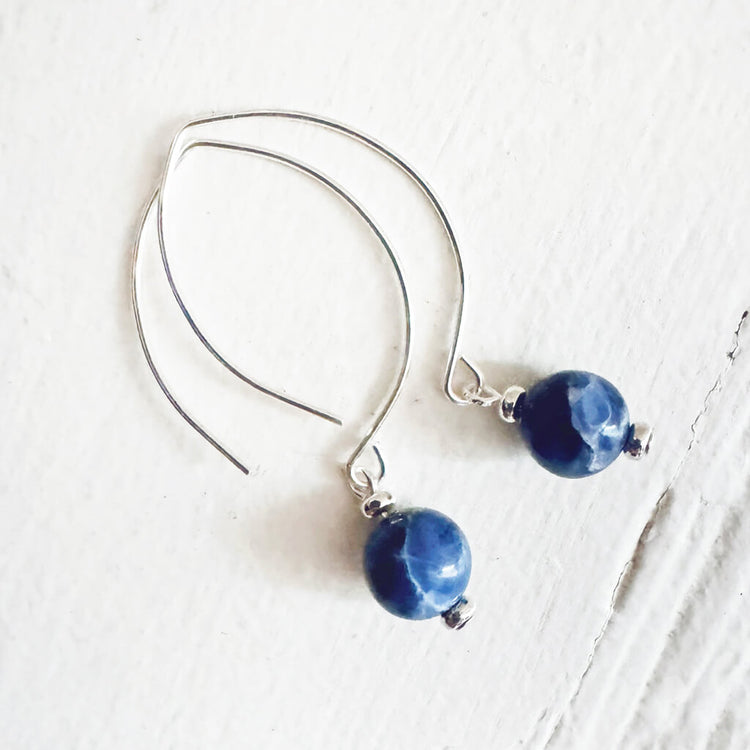 marquise // sodalite semi-precious gemstone and silver earrings by Peacock & Lime