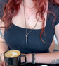 relic antique coffin nail necklace worn on model