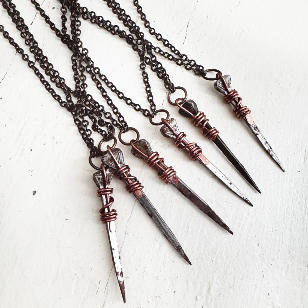relic // antique coffin nail necklace with copper by Peacock & Lime