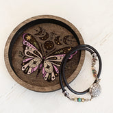 sky above // wooden jewelry trinket dish butterfly - dark walnut