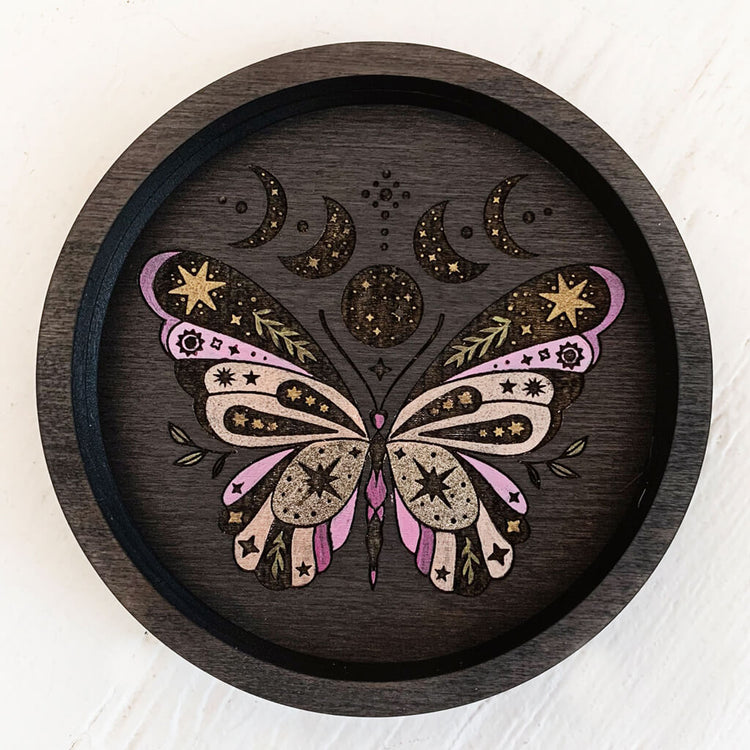 sky above // wooden jewelry trinket dish butterfly - ebony