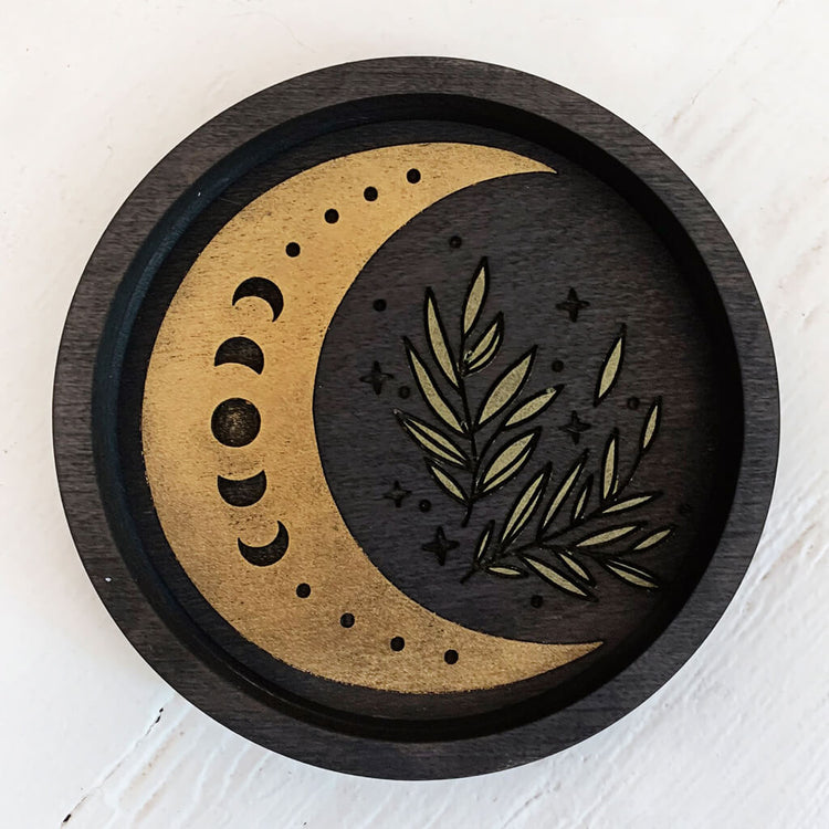 sky above // wooden jewelry trinket dish crescent moon - ebony