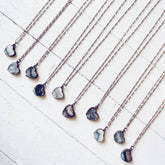 smitten // copper electroformed natural raw quartz amethyst heart pendant necklaces by Peacock & Lime