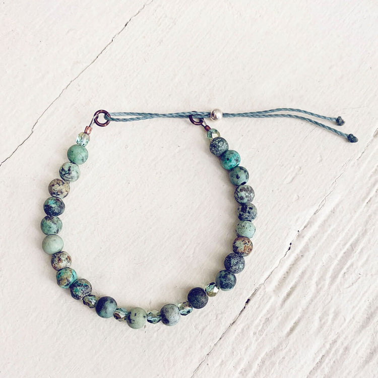 tiny treasure // mini gemstone bead stacking bracelet - african turquoise by Peacock & Lime